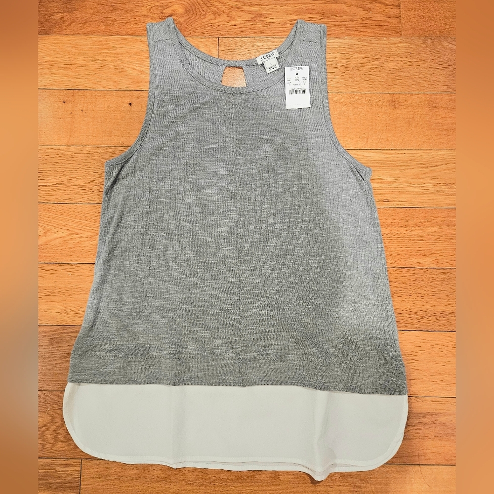 J. Crew Gray Tank Top with Sheer White Hem